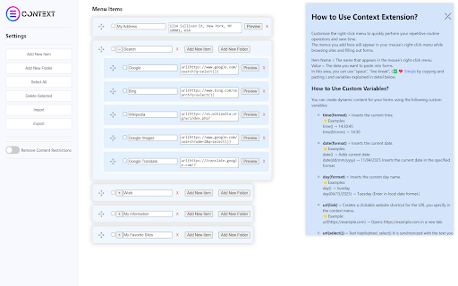 All in One Context Menu: Paste From Context Menu, Context Menu Search  from Chrome web store to be run with OffiDocs Chromium online