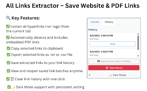 All Links Extractor – Save Website  PDF Links  from Chrome web store to be run with OffiDocs Chromium online