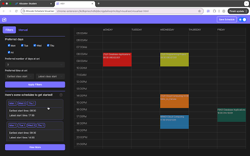Allocate Schedule Visualiser  from Chrome web store to be run with OffiDocs Chromium online