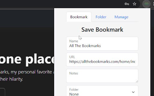 AllTheBookmarks  from Chrome web store to be run with OffiDocs Chromium online