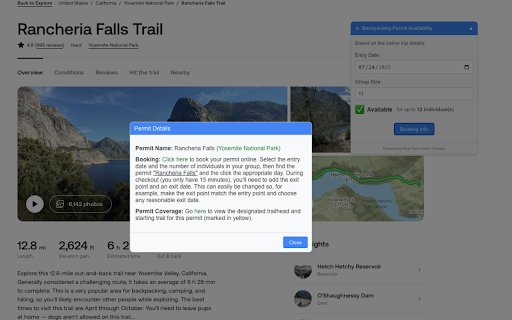 AllTrails Real Time Permit Checker  from Chrome web store to be run with OffiDocs Chromium online