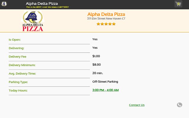 Alpha Delta Pizza aus dem Chrome-Webshop wird mit OffiDocs Chromium online ausgeführt