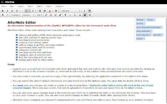 AlterNote Editor aus dem Chrome Web Store zur Ausführung mit OffiDocs Chromium online