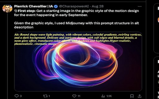 Alt Text Displayer  from Chrome web store to be run with OffiDocs Chromium online