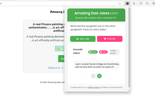 Amazing Dad Jokes  from Chrome web store to be run with OffiDocs Chromium online