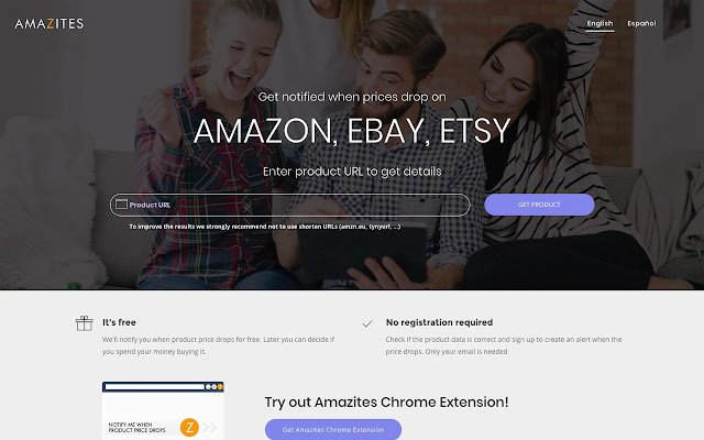 Інтелектуальні сповіщення про ціну продукту Amazites із веб-магазину Chrome, які запускатимуться за допомогою OffiDocs Chromium онлайн
