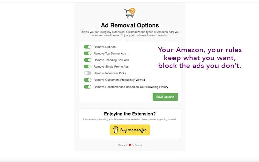 Amazon Ad Remover  from Chrome web store to be run with OffiDocs Chromium online