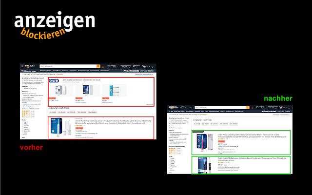 Amazon Anzeigen blockieren  from Chrome web store to be run with OffiDocs Chromium online