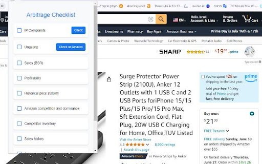 Amazon Arbitrage Assistant  from Chrome web store to be run with OffiDocs Chromium online