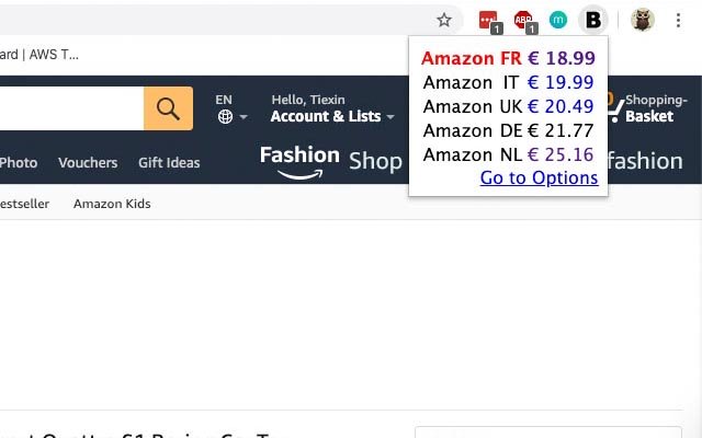 Chrome ウェブストアの Amazon Best Price Europe を OffiDocs Chromium オンラインで実行