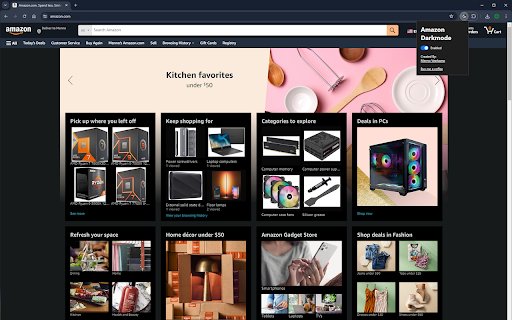Amazon Dark Mode  from Chrome web store to be run with OffiDocs Chromium online