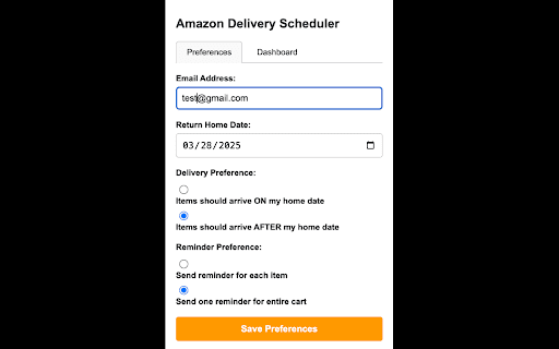 Amazon Delivery Scheduler  from Chrome web store to be run with OffiDocs Chromium online