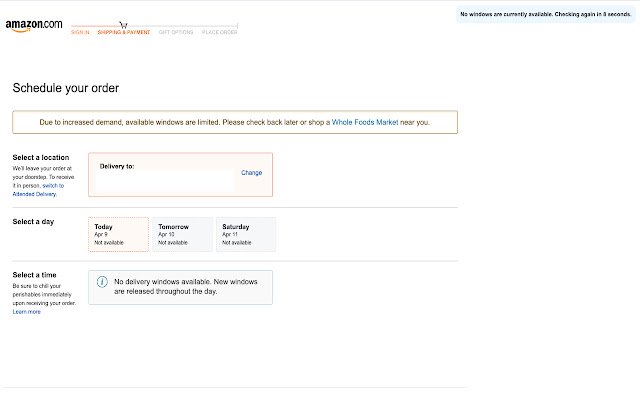 Amazon Fresh Delivery Window Notifications  from Chrome web store to be run with OffiDocs Chromium online