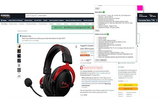 Amazon Info Extractor  from Chrome web store to be run with OffiDocs Chromium online