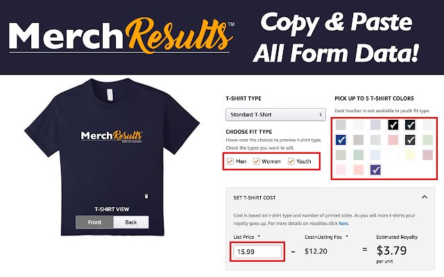 Amazon Merch Batcher Copy  Paste Fields  from Chrome web store to be run with OffiDocs Chromium online