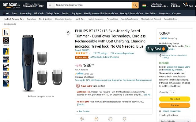 Amazon One Tap Acquista dal web store di Chrome per essere eseguito con OffiDocs Chromium online