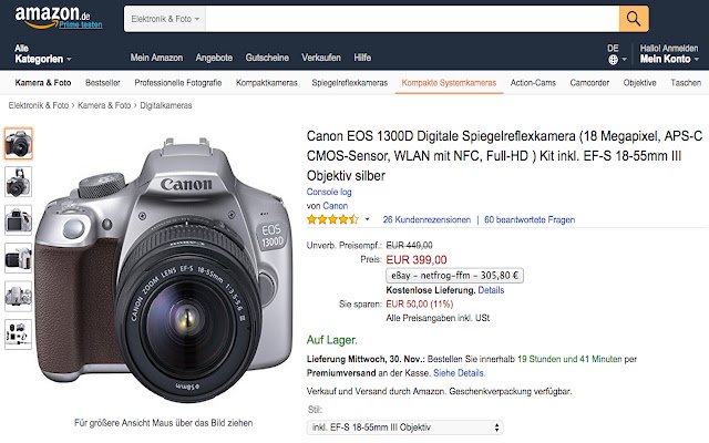 Il controllo prezzi Amazon del negozio web Chrome può essere eseguito con OffiDocs Chromium online
