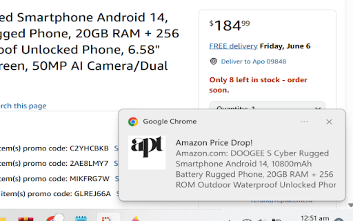Amazon Price Drop Tracker  from Chrome web store to be run with OffiDocs Chromium online