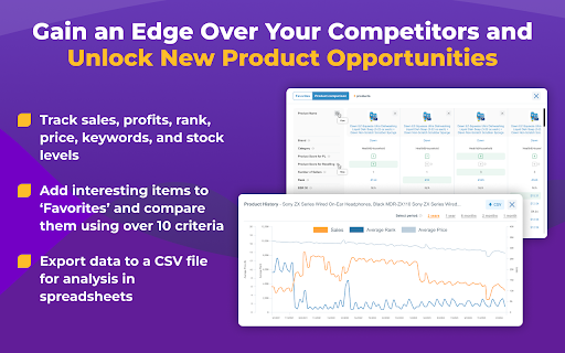 Amazon Product Finder AMZScout PRO AI Extension  from Chrome web store to be run with OffiDocs Chromium online