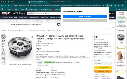 Amazon Product Scraper  from Chrome web store to be run with OffiDocs Chromium online