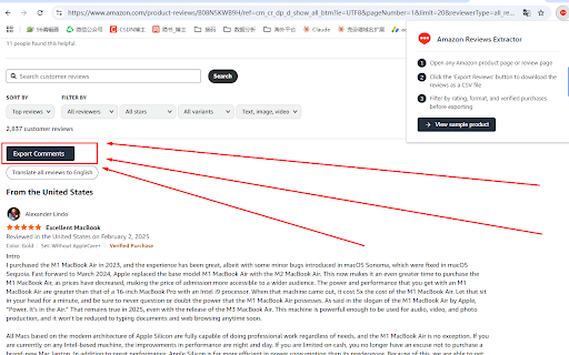 Amazon Reviews Extractor Images Videos  from Chrome web store to be run with OffiDocs Chromium online