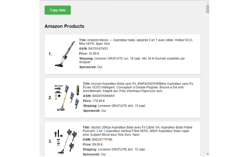 Amazon Search Result Scraper  from Chrome web store to be run with OffiDocs Chromium online