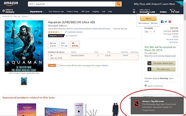 Amazon Tag Remover aus dem Chrome-Webshop zur Ausführung mit OffiDocs Chromium online