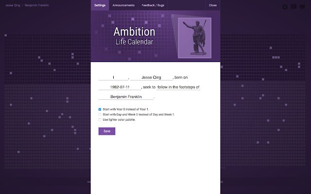 Ambition Life Calendar  from Chrome web store to be run with OffiDocs Chromium online