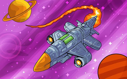 A modern spaceship hovering in the dark space  from Chrome web store to be run with OffiDocs Chromium online