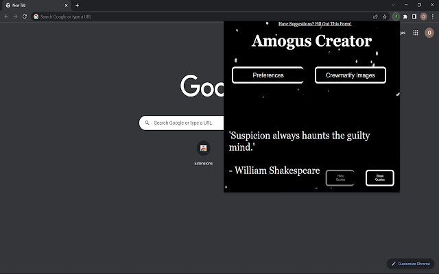 OffiDocs Chromiumオンラインで実行されるChrome WebストアのAmogus Creator