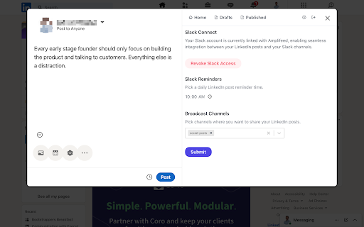 Amplifeed: Amplify Your Brand on LinkedIn from Chrome web store to be run with OffiDocs Chromium online Amplifeed: Amplify Your Brand on LinkedIn from Chrome web store to be run with OffiDocs Chromium online