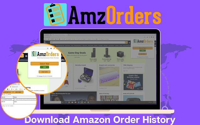 AmzOrders Загрузчик истории заказов Amazon из интернет-магазина Chrome будет работать с OffiDocs Chromium онлайн