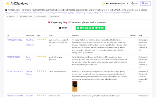AMZReviews Amazon Review Scraper  from Chrome web store to be run with OffiDocs Chromium online