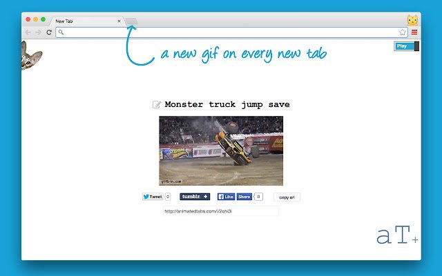 animatedTabs a new gif on every new tab.  from Chrome web store to be run with OffiDocs Chromium online