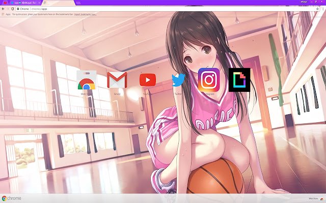 Anime Girl in uniforme da basket che gioca a palla dal Chrome web store da eseguire con OffiDocs Chromium online