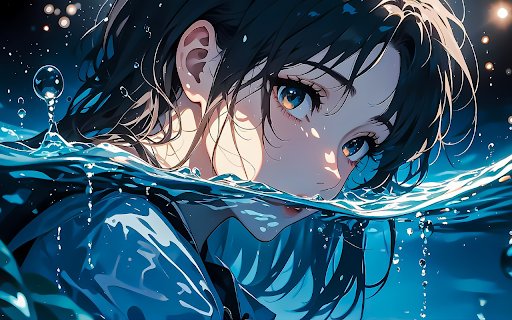 Anime Girl in Waterlight  from Chrome web store to be run with OffiDocs Chromium online