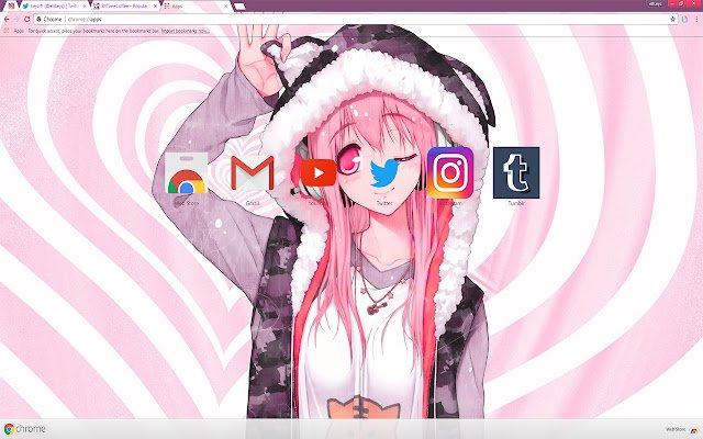 ANIME GIRL WITH PINK HAIR AND HEADPHONES 2018  from Chrome web store to be run with OffiDocs Chromium online