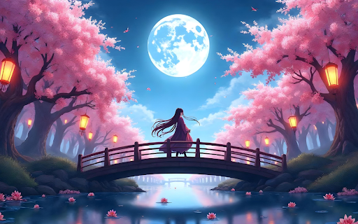 Anime Serenity: Cherry Blossoms  Moonlit Nights  from Chrome web store to be run with OffiDocs Chromium online