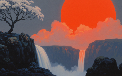 Anime Sunset Waterfall  from Chrome web store to be run with OffiDocs Chromium online