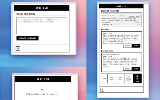 Anki LLM  from Chrome web store to be run with OffiDocs Chromium online