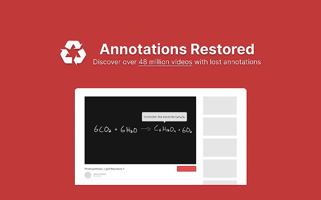 Chrome ウェブストアから YouTube™ 用に復元された注釈は、OffiDocs Chromium オンラインで実行されます