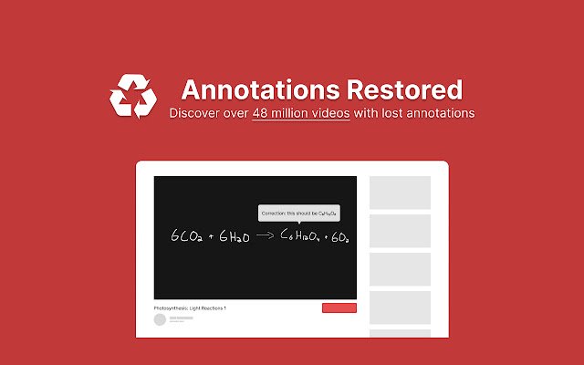 Annotaties hersteld voor YouTube™ vanuit de Chrome-webwinkel voor gebruik met OffiDocs Chromium online