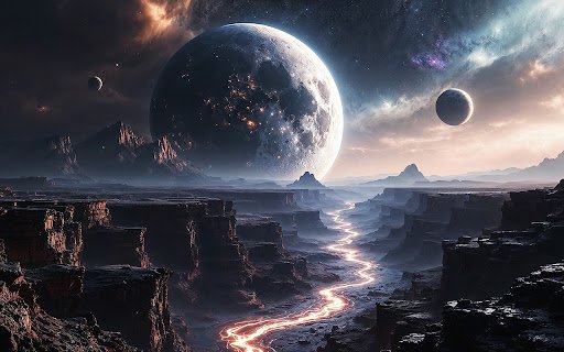 An otherworldly canyon stretches under an alien sky  from Chrome web store to be run with OffiDocs Chromium online