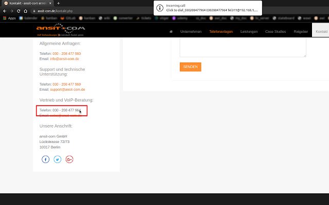 ansitel Click to Dial  from Chrome web store to be run with OffiDocs Chromium online