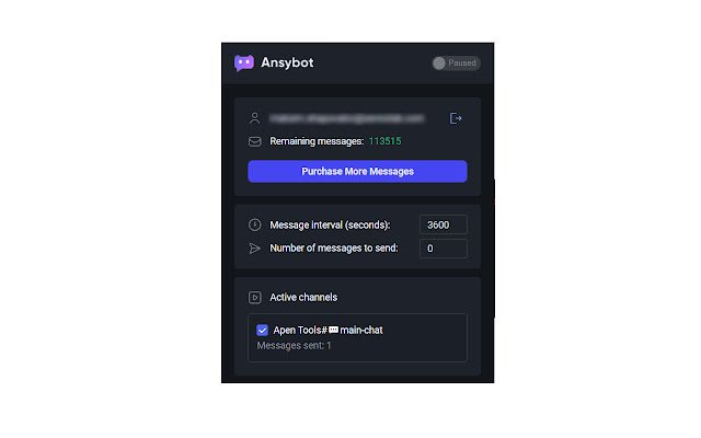 AnsyBot automatizează nivelarea Discord cu AI din magazinul web Chrome pentru a fi rulat cu OffiDocs Chromium online