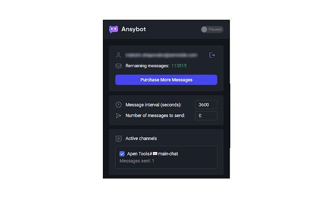 AnsyBot 使用 Chrome 网上商店中的 AI 自动执行 Discord 调平，并与 OffiDocs Chromium 在线运行