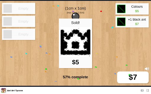 Ant Art Tycoon Manage your ant colony and sell unique art pieces! from Chrome web store to be run with OffiDocs Chromium online Ant Art Tycoon Manage your ant colony and sell unique art pieces! from Chrome web store to be run with OffiDocs Chromium online