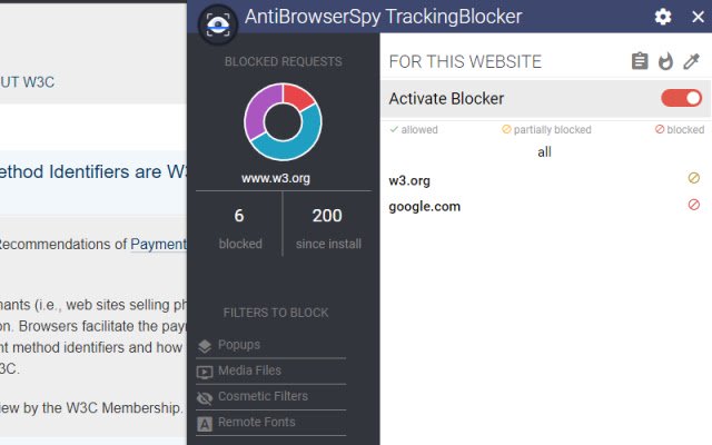 ക്രോം വെബ് സ്റ്റോറിൽ നിന്നുള്ള AntiBrowserSpy TrackingBlocker SE, OffiDocs Chromium ഓൺലൈനിൽ പ്രവർത്തിക്കും