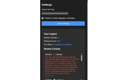 Anti clickbait  from Chrome web store to be run with OffiDocs Chromium online