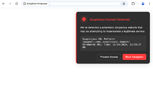 Antiphish Protector  from Chrome web store to be run with OffiDocs Chromium online